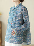 Women's Retro Print Lapel Long Sleeve Shirts