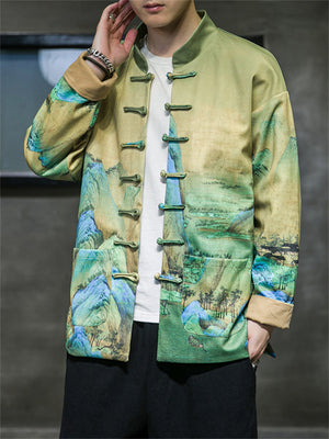 Men's Chinese Painting Nature Landscape Print Jackets