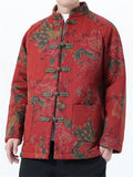 Mens Vintage Chinese Floral Print Quilted Tang Suit Jacket Warm Coat‌s