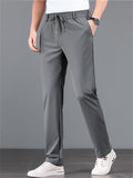 Mens Cool Straight Leg Stretchy Drawstring Waist Casual Pants