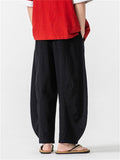 Men's Simple Chinese Style Solid Color Cotton Wide Leg Straight Pants
