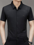 Men's Summer Print Seamless Button Up Lapel Short Sleeve Shirts