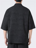 Retro Chinese Style Loose Stand Collar Satin Shirts for Men
