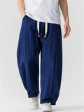 Men's Summer Japanese Style Drawstring Wide Leg Cargo Pants