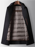 Men's Winter Solid Color Button Up Long Sleeve Lapel Woolen Coats