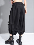 Women's Fashion All Black Wide Leg Capri Pants