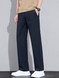 Mens Lightweight Ice Silk Straight Leg Regular Fit Casual Pants