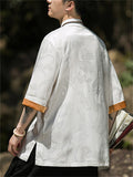 Men's Cool Chinese Style Dragon Embroidered Half Sleeve Shirts