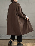 Winter Mid Length Long Sleeve Pockets Coat for Women
