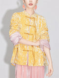 Women's Beautiful Chinese Style Yellow Velvet Tang Suit