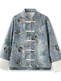 Women Cotton Sequined Embroidered Flower Denim Design Jacket