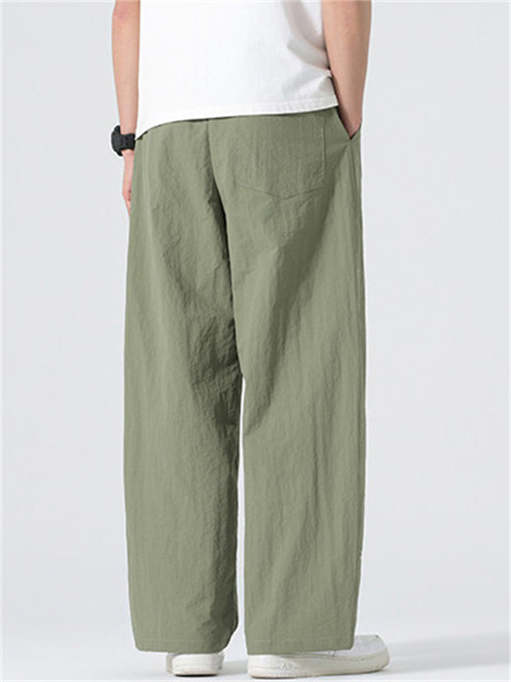 Mens Vintage Simple Loose Fit Wide Leg Baggy Pants
