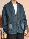 Mens' Japanese Style Retro Denim Cardigan Jacket