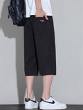 Mens Summer 3/4 Capri Pants Below Knee Loose Cropped Shorts