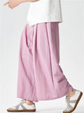 Men's Summer Japanese Style Wide Leg Drape Cropped Pants