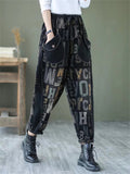 Hip Hop Vintage Letters Print Jeans for Women