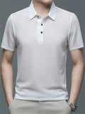 Men's Summer Solid Color Quarter Button Short Sleeve Polo Shirts