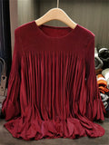 Women's Loose Fit Elegant Chic Crew Neck Ruffle Blouse
