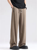 Mens Summer Wide Leg Drawstring Casual Pants Baggy Trousers