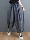 Female Vintage Blue Drawstring Plus Size Jeans