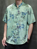Men's Summer Cool Chinese Style Printed Frog Button TangSuit Shirts
