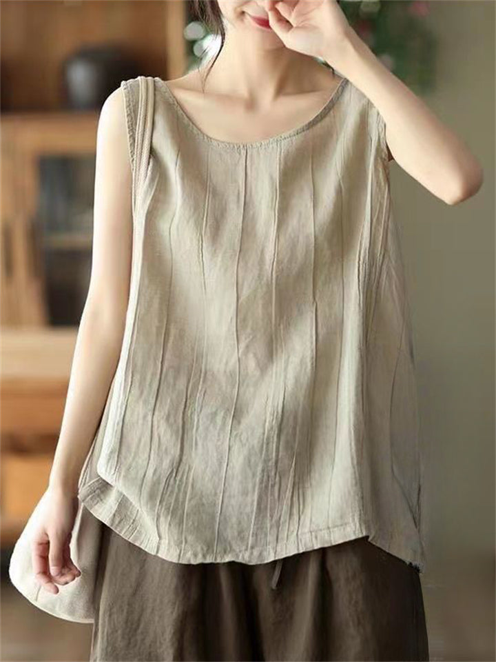 Summer Loose Solid Color Sleeveless Shirts for Women