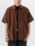 Men's Japanese Style Jacquard Lapel Short Sleeve Shirts
