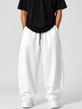 Mens Summer Drape Loose Fit Drawstring Curved Leg Pants