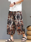 Men's Ethnic Style Contrast Color Print Beach Capri Pants