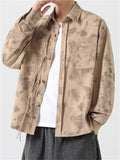 Chinese Style Retro Print Lapel Long Sleeve Tang Suit Shirts for Men