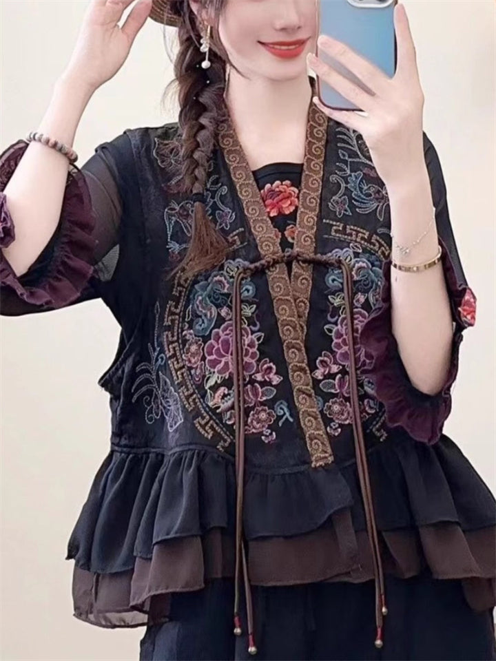 Women's Chinese Ethnic Style Patchwork Heavy Industry Embroidery Vest