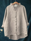 Women's Casual Solid Color V Neck Asymmetric Hem Shirt