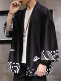 Chinese Zen Style Print Long Sleeve Cardigan for Men