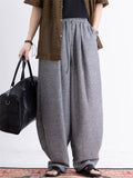 Mens Cotton Linen Wide Leg Pants Loose Fit Harem Trousers