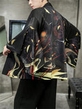 Loose Chinese Zen Style Print Long Sleeve Cardigan for Men