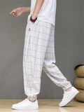 Men's Casual Drawstring Plaid Harem Jogger Pants