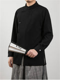 Oriental Style Stand Collar Long Sleeves Linen Shirt for Men