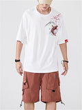Chinese Style Carp Embroidery Men's Cotton Short Sleeve T-Shirts