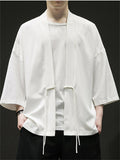 Men's Chinese Zen Style Solid Color Cardigan Shirt
