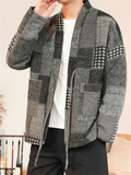 Vintage Asain Style Color Block Lace Up Cotton Jacket for Men