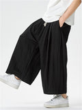 Men's Summer Japanese Style Wide Leg Drape Cropped Pants