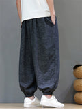Men Ice Silk Ethnic Style Casual Baggy Harem Joggers Pants