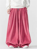 M‌en's Oversize Japanese Style Embroidered Corduroy Drawstring Baggy Pants