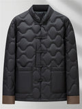 Men's Chinese Style Contrast Cuff Quilted Down Coat