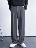 Men Old Money Style Wide Leg Pleated Drape Straight Pants