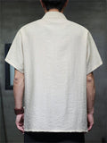 Men's Summer Chinese Style Bamboo Embroidery Mandarin Collar Shirts