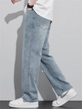 Men's High Street Soft Drape Light Blue Straight Leg Denim Jeans