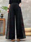 Women's Vintage Ethnic Style Patchwork Jacquard High Rise Wide Leg Pants