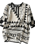 Korean Style Women's Casual O-Neck Print Chiffon Half Sleeve Shirt