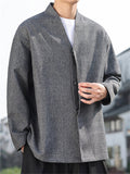 Men's Autumn Solid Color Concealed Placket Cardigan Jackets